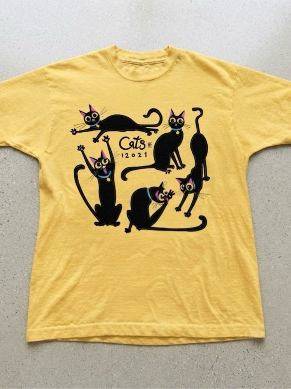 Cats Cartoon Kitten Yellow Gildan Cotton T-Shirt